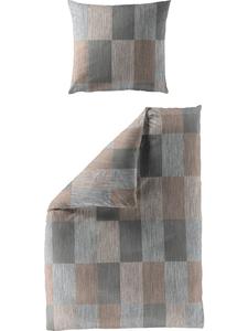 Фланелевое постельное белье серо-коричневого цвета Bierbaum, 155 x 220 + 80 x 80 см