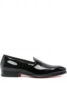 Лоферы из лакированной кожи Santoni, черный