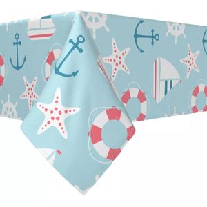 Прямоугольная скатерть, 100 % полиэстер, 60x120 дюймов, Cartoon Nautical Adventure.