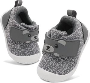 Детские прогулочные туфли FEETCITY, широкая обувь для малышей, кроссовки для мальчиков и девочек, обувь для новорожденных, дышащая обувь для малышей, обувь без шнурков, серый