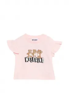 Футболка с рукавами с оборками и принтом "плюшевый мишка" Moschino Kids, розовый