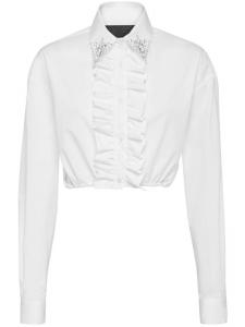 Philipp Plein укороченная рубашка с оборками, белый