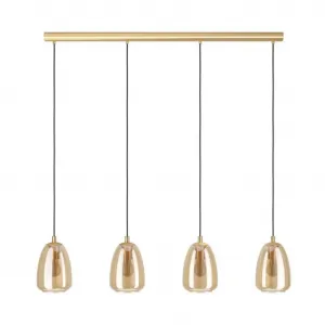 Подвесной светильник ALOBRASE E27 1 шт. Подвесной светильник из металла и затемненного стекла, цоколь E27, 108 см Eglo, Messing/amber