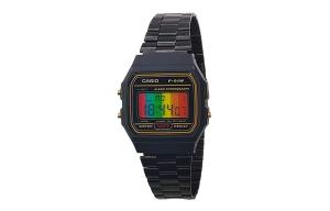 CASIO Мужские часы Retrofit Series с кварцевым механизмом, стальной браслет, черный циферблат