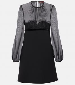 Мини-платье Jader сабле и шелкового жоржета Max Mara, Nero