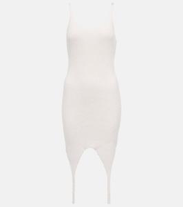 Ребристое трикотажное мини-платье Balmain, 0aq Blanc Cassé