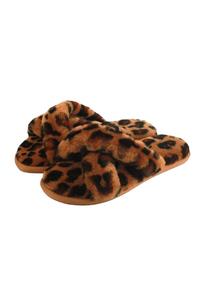Тапочки Delilah из овчины с леопардовым принтом Eastern Counties Leather, коричневый