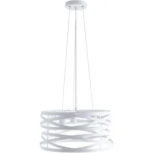 Подвесной светильник SHANNON E27, лампа для столовой, металлическая корзина Ø40 см, на три лампы Paco Home, белый