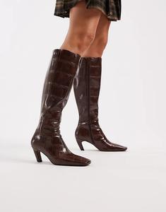 Ботильоны Colette с острым носком из коричневой кожи крокодила от ASOS DESIGN