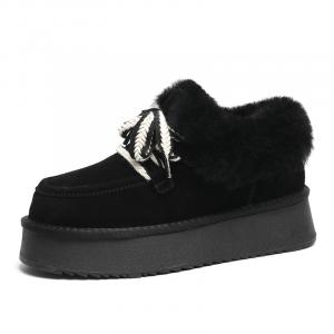 O.L Износостойкие утепленные противоскользящие короткие зимние ботинки женские - черные, цвет Black