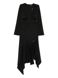 Асимметричное миди-платье Evelyn с вырезами Rhizome, черный