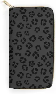 Женский кошелек из искусственной кожи, многоразовый водонепроницаемый клатч, модный кошелек для дня рождения, Рождества, вечеринки, темно-серый с черным леопардовым принтом (гепард).