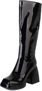 Женские ботильоны MRKEWUNEY на платформе со средним голенищем, 10 Black