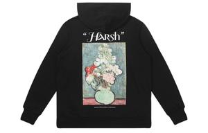 Винтажный худи с абстрактным цветочным принтом в стиле масляной живописи, свободного кроя, унисекс HARSH AND CRUEL, черный