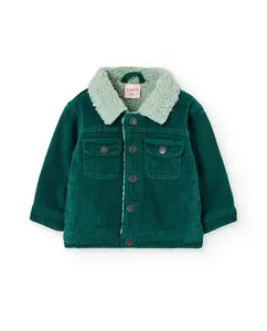 Детская вельветовая куртка с подкладкой из овчины Boboli, темно-зеленый