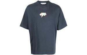 Футболка с графическим принтом Off-White, темно-синий