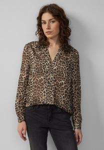 Блуза QS LEICHT TRANSPARENTE MIT ALLOVER, Dunkelbraun/Black