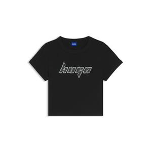Хлопковая футболка с принтом HUGO, черный