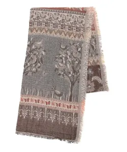 Три четверти времени/Жаккардовый шарф с ботаническим узором Three Four Time, цвет Brown