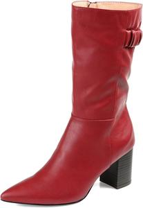 Женские ботильоны до середины голени с задним ремешком, невысокий каблук, заостренный носок, боковая молния, для вечеринок, свиданий и работы, размеры 4-16 США Wo wagas, Red