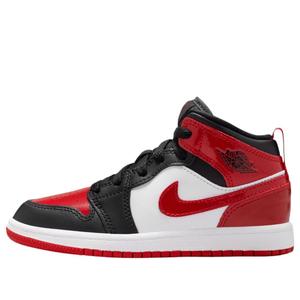 Кроссовки (PS) Air Jordan 1 Mid SE 'Patent Bred Toe'