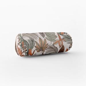 КРАСИВАЯ ЖИЗНЬ. Чехол на подушку в стиле ретро, ​​листья, цветы, белый, оранжевый, коричневый, размер 15x40 см (ØxW), валик для шеи 15x40 см (ØxW), размер валик для шеи Schöner-Leben