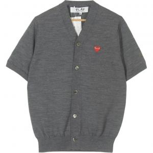 CDG Play Трикотажный кардиган для мужчин, серый, с V-образным вырезом