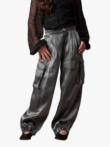 Детские брюки Vivienne с молотковым сатином и карманами карго Angel & Rocket, Silver