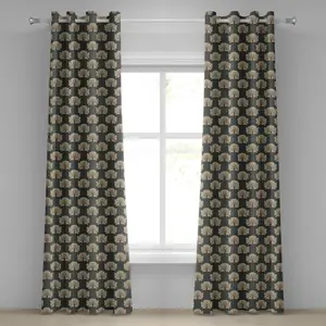 Шторы на люверсах ABAKUHAUS с цветочным узором, в стиле ар-нуво, романтический цветочный узор, ретро-узор, декоративные двухпанельные шторы, 280 см x 175 см, бежево-серый, ярко-красный Abakuhaus