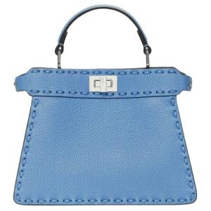 FENDI Женская синяя сумка через плечо из зерненой телячьей кожи