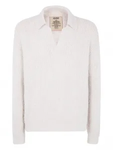 Свитер в рубчик с воротником поло Uma Wang, нейтральный