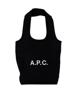 Маленькая черная сумка-шоппер из синтетического материала. A.P.C., черный