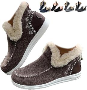 Женские зимние туфли с плюшевой подкладкой, удобные ортопедические с поддержкой свода стопы, для прогулок на улице, классические нескользящие ботинки до щиколотки No Brand, 12 Khaki