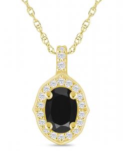 Подвеска-колье с ореолом из драгоценных камней и бриллиантов (общий вес 1/5 карата) из белого золота 10 карат (также доступна в варианте из желтого золота 10 карат) Macy's, Onyx