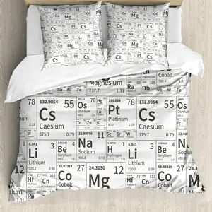 Пододеяльник ABAKUHAUS с таблицей Менделеева, Школьная жизнь для детей, с защитой от клещей, подходит для аллергиков с наволочками, 155 см x 220 см - 80 x 80 см, армейский зеленый Abakuhaus