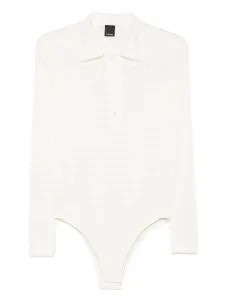 Боди с воротником поло и кружевом Pinko, белый