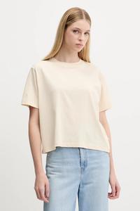 Хлопковая футболка Guess Jeans, бежевый