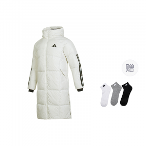 Adidas Мужская пуховая куртка «3 полоски», цвет нефритово-белый