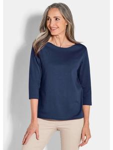 GOLDNER Размер S: Классическая футболка с длинными рукавами и вырезом-лодочкой, темно-синего цвета