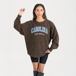 Женский оверсайз свитшот north carolina tar heels леопардовый коричневый Gameday Couture