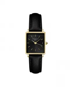 Квадратные женские часы XS из черной кожи, 24 мм Rosefield, черный