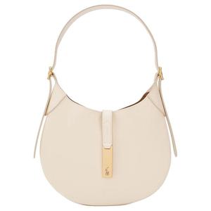 Polo Ralph Lauren Кожаный плечевой баг Поло Айди с бахромой женский цвет слоновая кость