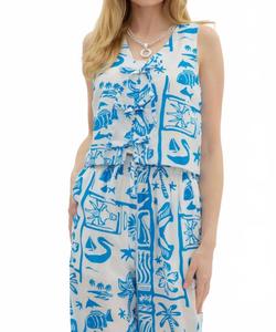 Рубашка с завязкой спереди в курортном стиле, синяя Entro, синий