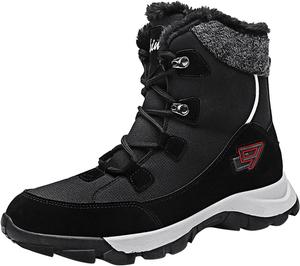 Женские зимние ботинки Western водонепроницаемые с мехом на щиколотке, спортивные ботильоны на шнуровке, удобная зимняя обувь для женщин 2025 Generic, #B03-Black