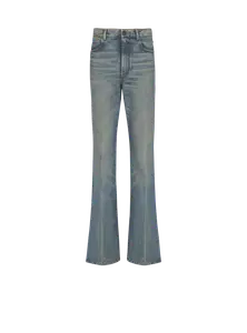 Джинсы свободного прямого кроя из винтажного денима Balmain, синий