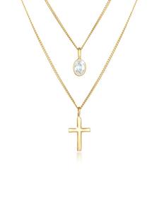Elli Колье с крестом из серебра 925 пробы в золотой оправе