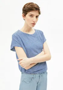 Футболка с полосатым принтом в стиле «слаб». Armedangels, Oatmilk Dynamo Blue