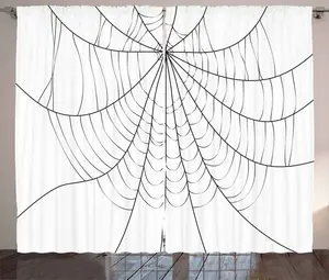 Штора ABAKUHAUS "Паутина" в деревенском стиле, однотонная паутина, штора для спальни со сборками, петлями и крючками, 280 x 175 см, цвет: серый, черный, белый Abakuhaus