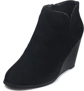 Женские ботильоны на танкетке ZBYY, модные замшевые ботинки с боковой молнией, ботильоны Челси, с толстым каблуком и круглым носком, черный