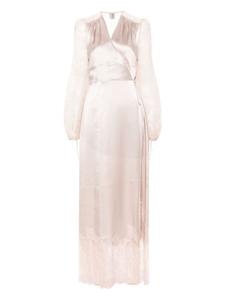 Carine Gilson платье с запахом и кружевными вставками, розовый